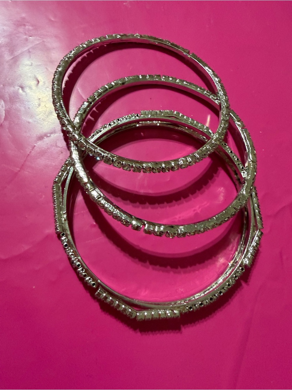 Silver Crystal-Accented Women’s Bangle Bracelet Set - Picture 8 of 9